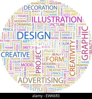 DESIGN. Word cloud illustration. Tag cloud concept collage. Stock Vector