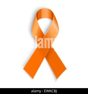 orange ribbon on white background. Stock Vector