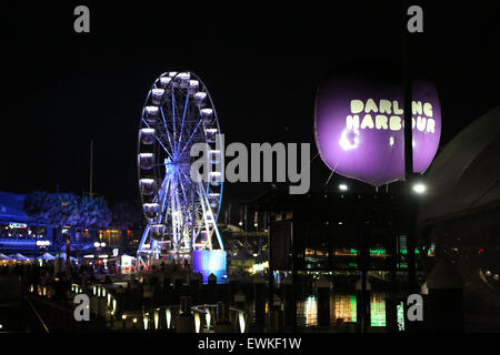 Sydney, Australia. 27 June 2015. The Cool Yule festival brings the winter atmosphere to Sydney with ice-skating, frozen forest, snow pit and more. Pictured: Ferris wheel. Credit:  Richard Milnes/Alamy Live News Stock Photo