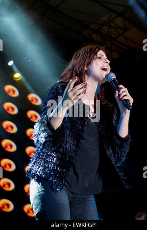 Grugliasco, Italy. 27th July, 2015.  Vertical portrait of Annalisa in Grugliasco during the concert Credit:  Edoardo Nicolino/Alamy Live News Stock Photo