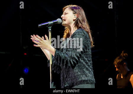 Grugliasco, Italy. 27th July, 2015.  Italian singer Annalisa, also known  as Nali, during the concert Credit:  Edoardo Nicolino/Alamy Live News Stock Photo