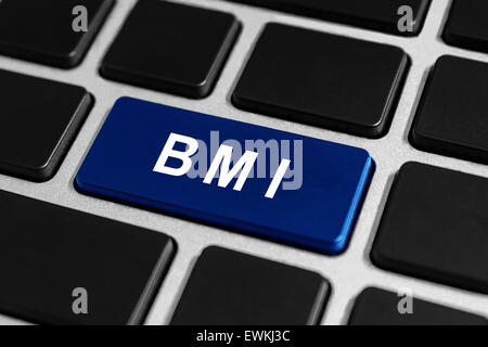 BMI or Body Mass Index blue button on keyboard, healthcare concept Stock Photo