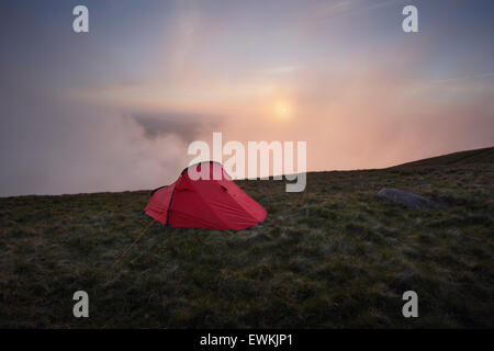 Wild Camping. Brecon Beacons National Park. Wales. UK. Stock Photo