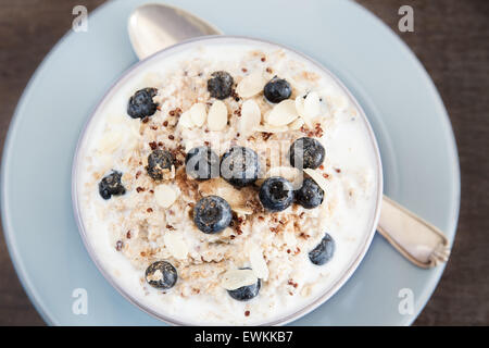 Porridge with quinoa and blueberries Stock Photo