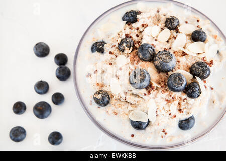 Warm porridge with blueberries Stock Photo