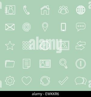Contact line icons on green background, stock vector Stock Vector