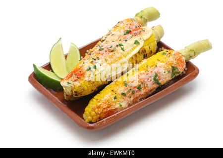 mexican grilled corn, elote isolated on white background Stock Photo