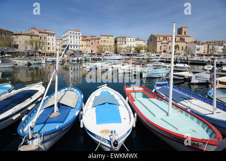 Traditional Wooden Fishing Boats, known as Pointus, in the Harbor, Old Port or Marina, La Ciotat Provence France Stock Photo