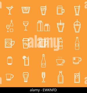 Drink line icons on orange background, stock vector Stock Vector