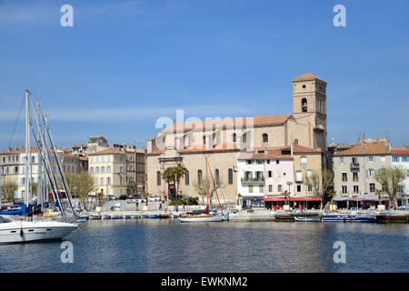 The Church or Eglise Notre-Dame-de-l'Assomption (1603) on the Quai Ganteaume Quay and the Old Port , Harbour or Marina La Ciotat Provence France Stock Photo