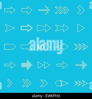 Arrow line icons on blue background, stock vector Stock Vector