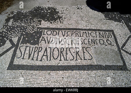 italy, rome, ostia antica, piazzale delle corporazioni, roman mosaics