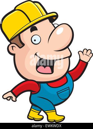 A happy cartoon construction worker walking and smiling Stock Vector ...