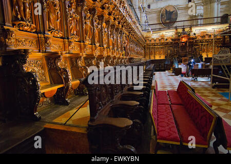Choir seating of the Cathedral de Malaga. Stock Photo