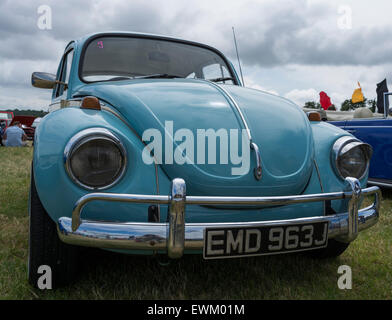 Classic pale blue Volkswagen Beetle lined up  at Volksfest Bristol. Stock Photo