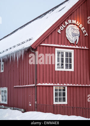 Polar Museum red painted traditional wooden building Stock Photo