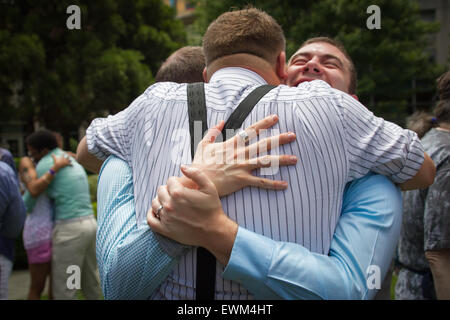 101 Gay Weddings mass marriages at the InterContinental Hotel in Atlanta after the Obergefell v. Hodges decision in 2016. Stock Photo