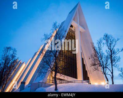The Arctic Cathedral facade in the winter dusk Stock Photo