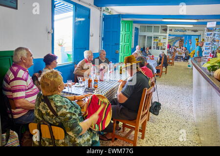 Local orchestra playing at Casa Africa Restaurant, Taganana, Tenerife, Canary Islands, Spain Stock Photo