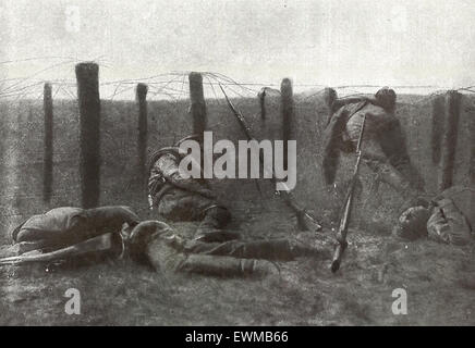 Russian soldiers dead after storming German defenses during World War I, circa 1917 Stock Photo