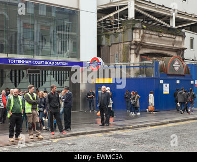 The recently refurbished Tottenham Court Road underground Station, next to the old entrance. Stock Photo