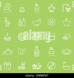 Spa line icons on green background, stock vector Stock Vector