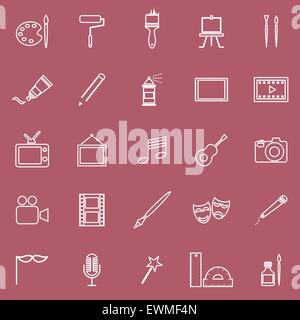 Art line icons on red background, stock vector Stock Vector