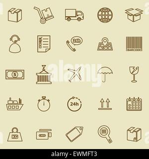 Logistics line icons on brown background, stock vector Stock Vector