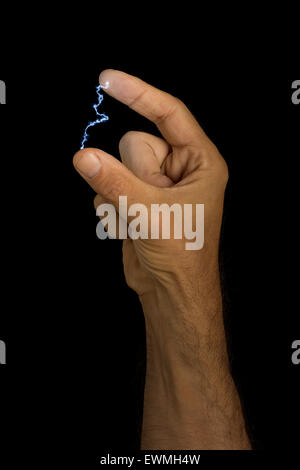 Electricity at your fingertips electrical current voltage possible flexible films of thermoelectric material Stock Photo
