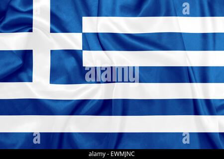 Greece  National flag on silk texture Stock Photo