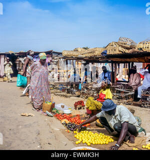 Vegetable merchant, Royal Albert market, Banjul, Gambia, West Africa Stock Photo