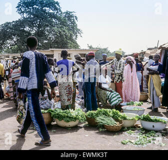 Vegetable merchants, Royal Albert market, Banjul, Gambia, West Africa Stock Photo