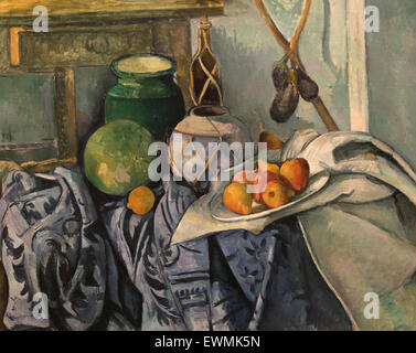 Paul Cezanne (1839-1906).  French painter. Still LIfe with a Ginger Jar and Eggplants, 1893-94. Oil on canvas. Metropolitan Muse Stock Photo