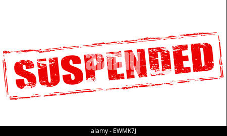 Stamp with word suspended inside, illustration Stock Photo