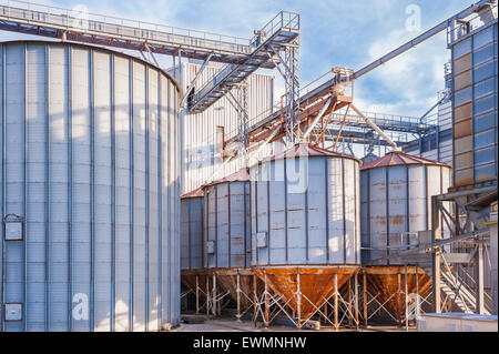 Storage facility cereals and production of biogas; silos and drying towers Stock Photo