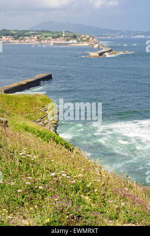 View of Socoa from Santa barbara point and Saint-Jean-de-Luz (Donibane Lohizune) entrance. France Stock Photo