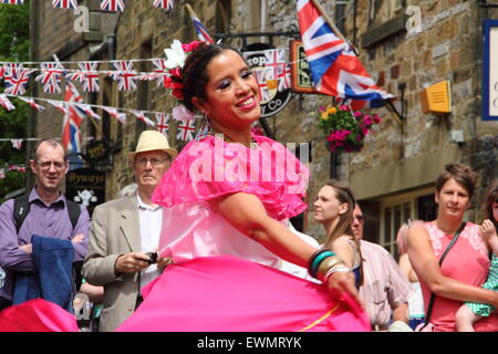 Members of Latin American dance group, Son de America perform at the Bakewell International Day of Dance, Bakewell, England UK Stock Photo