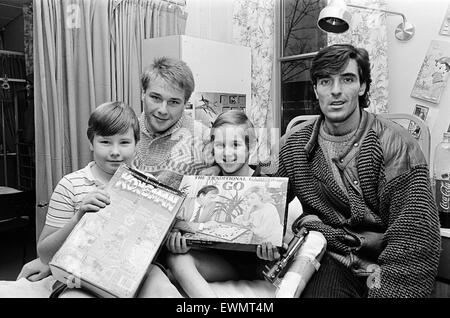 Middlesbrough footballers, including Bernie Slaven, hand out presents donated by kind-hearted Teessiders to the Evening Gazette's Give a Little appeal to children at Middlesbrough General Hospital. 22nd December 1986.