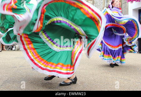 Members of Latin American dance group, Son de America perform at the Bakewell International Day of Dance, Bakewell, England UK Stock Photo