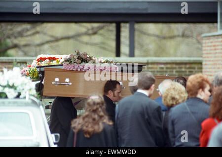 The funeral of Claire Tiltman at Eltham Crematorium. 25th February 1993 ...