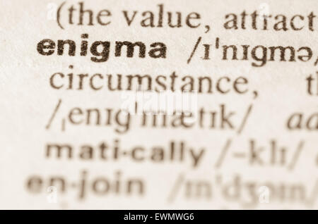 Definition of word enigma in dictionary Stock Photo