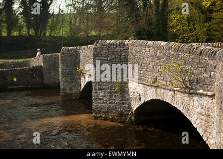 UK, England, Derbyshire, Ashford in the Water, sheepwash bridge over River Wye Stock Photo