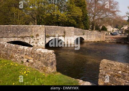 UK, England, Derbyshire, Ashford in the Water, sheepwash bridge over River Wye Stock Photo