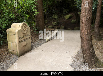 The Forbidden Corner, near Middleham. The entrance to the Armstrong Mausoleum. Stock Photo