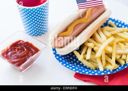 food and drinks on american independence day party Stock Photo