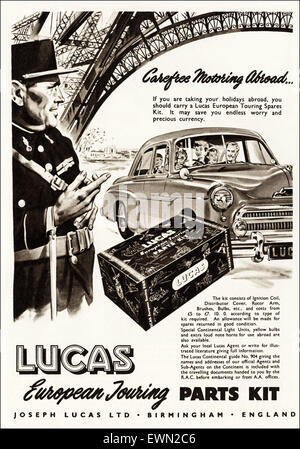 1950s advertisement circa 1954 magazine advert for Lucas car parts by Joseph Lucas Ltd of Birmingham England Stock Photo