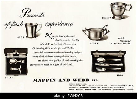 1950s advertisement circa 1954 magazine advert for Mappin and Webb Ltd of London England Stock Photo