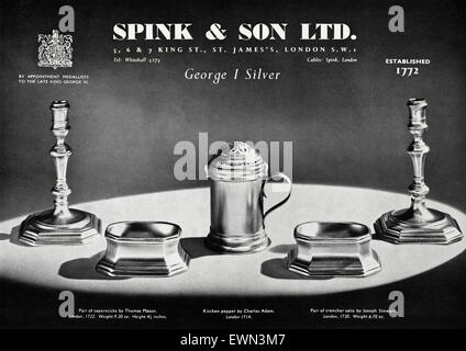 1950s advertisement circa 1954 magazine advert for Spink & Son Ltd by Royal Appointment Stock Photo