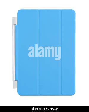 Case for tablet PC blue colour on white background, isolated Stock Photo