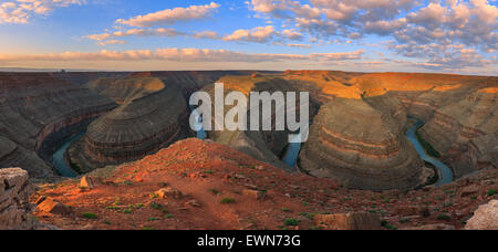 San Juan River meanders at sunrise at Goosenecks State Park Utah, USA. Stock Photo